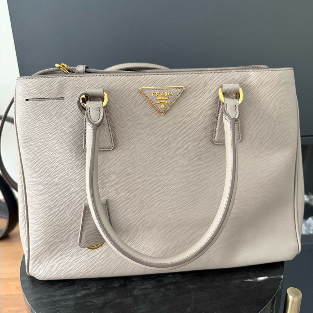 Prada Gray Satchel with Gold Hardware
